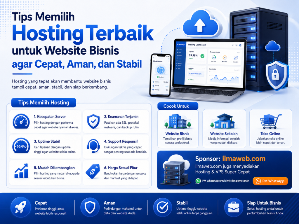Tips Memilih Hosting Terbaik untuk Website Bisnis agar Cepat, Aman, dan Stabil